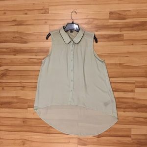 Turquoise blue green sleeveless collar blouse
